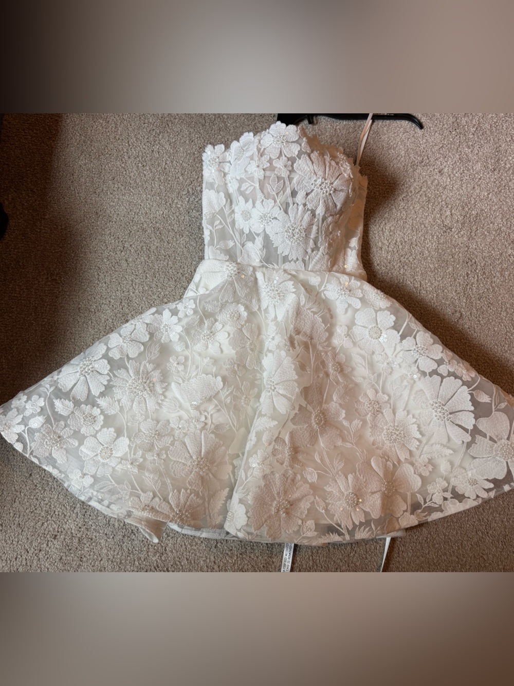 UNTAMED PETALS BY AMANDA JUDGE Ivory Floral Lace Strapless Party Dress